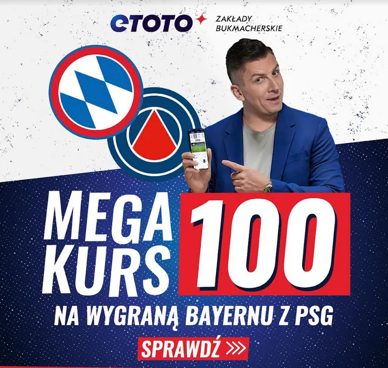 Mnożnik 100.00 na Bayern Monachium - PSG (08.03)
