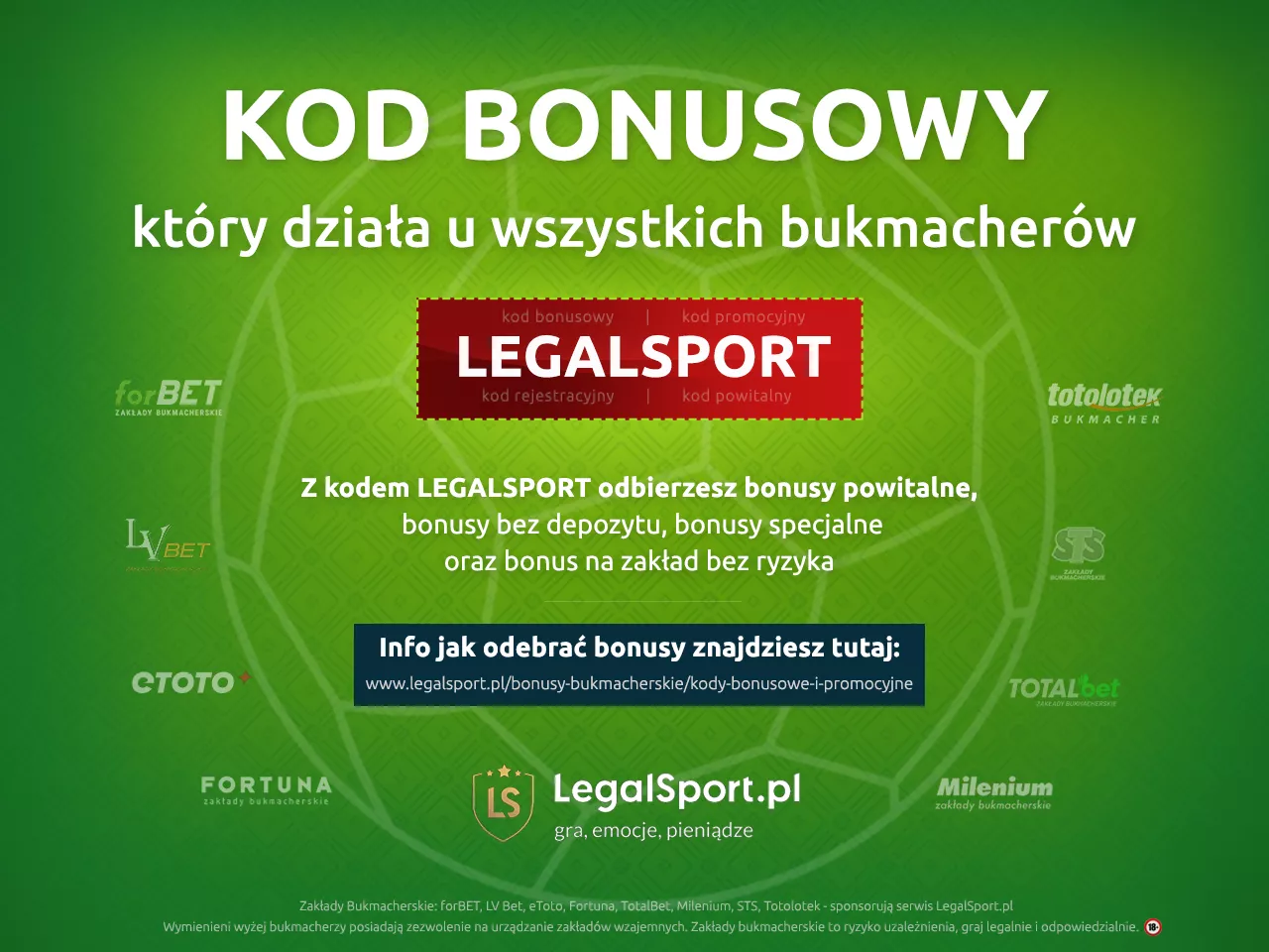 Bukmacherskie bonusy powitalne z kodem bonusowym