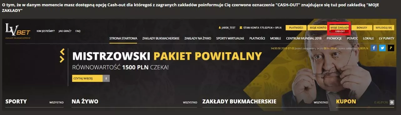 Cash-out u legalnego bukmachera LVbet