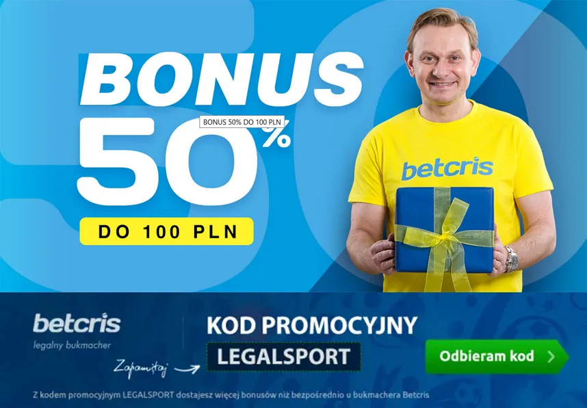 Premia 50% od wpłaty do 100 zł w Betcris