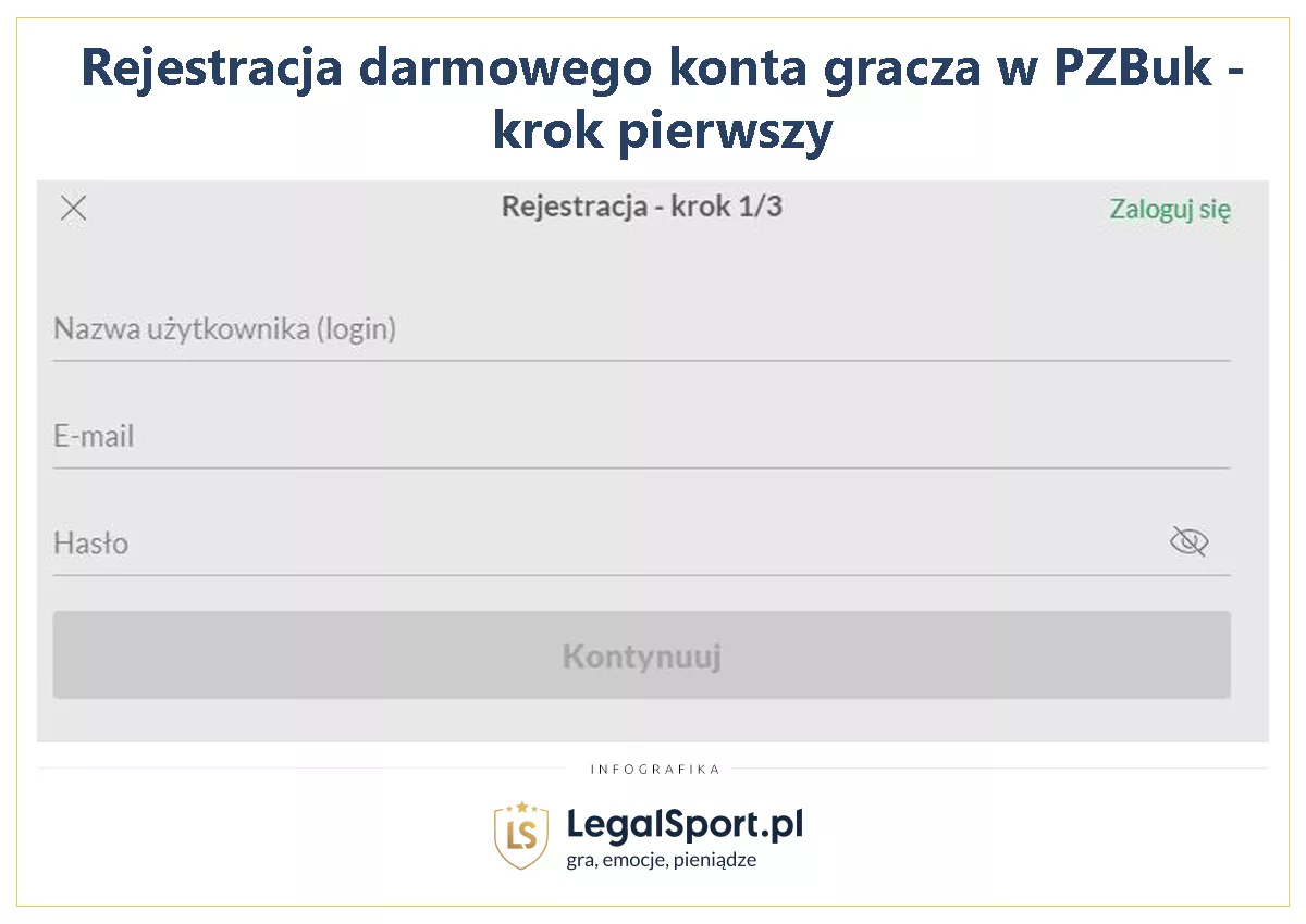 Jak założyć konto gracza w PZBuk kok po kroku - pierwszy etap