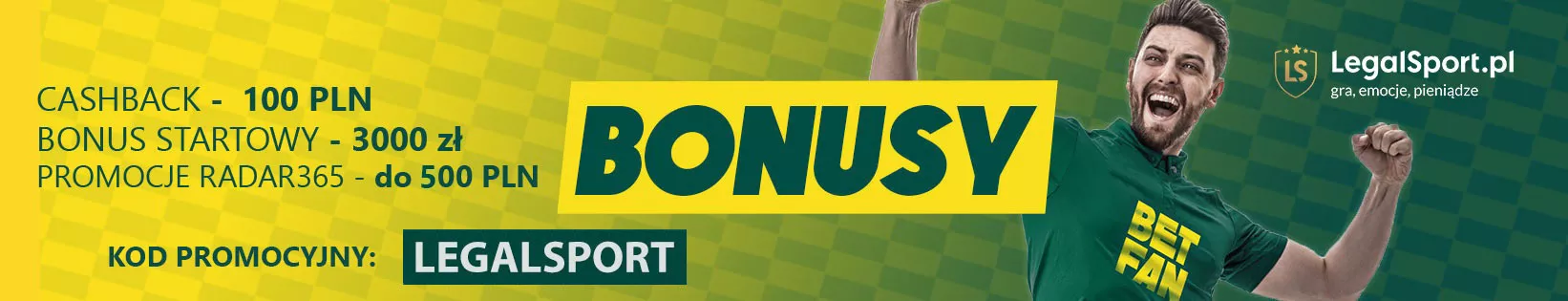 Bonus na start z kodem w BETFAN. Cashback bez obrotu + 1000 zł za depozyt.