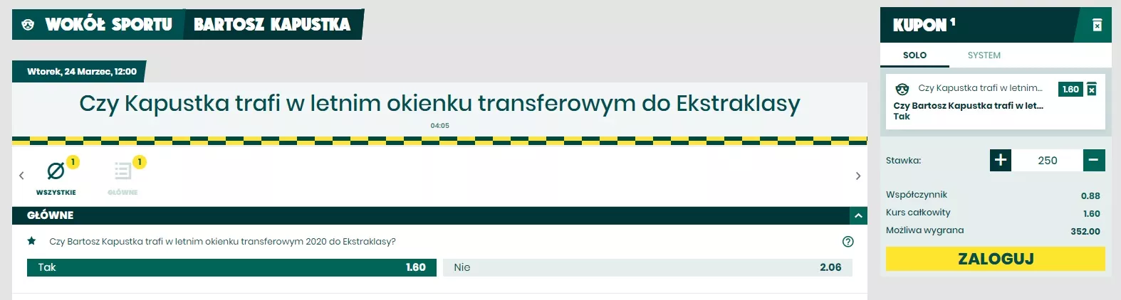 Zakłady długoterminowe - Kapustka wróci do ligi polskiej? Typ można obstawić w BETFAN Zakłady Bukmacherskie