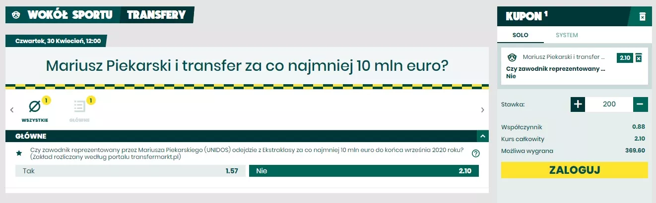 Zakłady długoterminowe w BETFAN. Typ na potencjalny transfer Karbownika