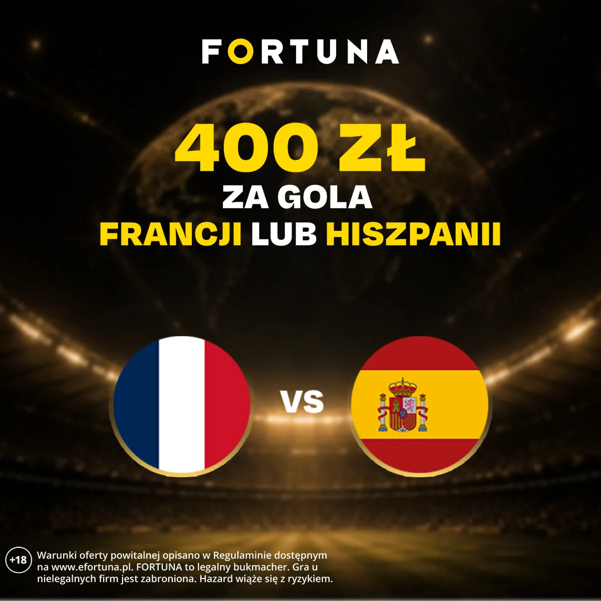 Promocja Fortuna: 400 zł za gola w meczu Francja – Hiszpania