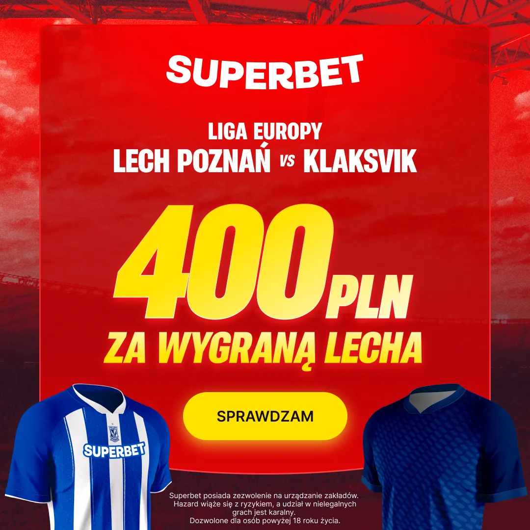 Promocja Superbet: 400 PLN za wygraną Lecha Poznań z KI Klaksvik
