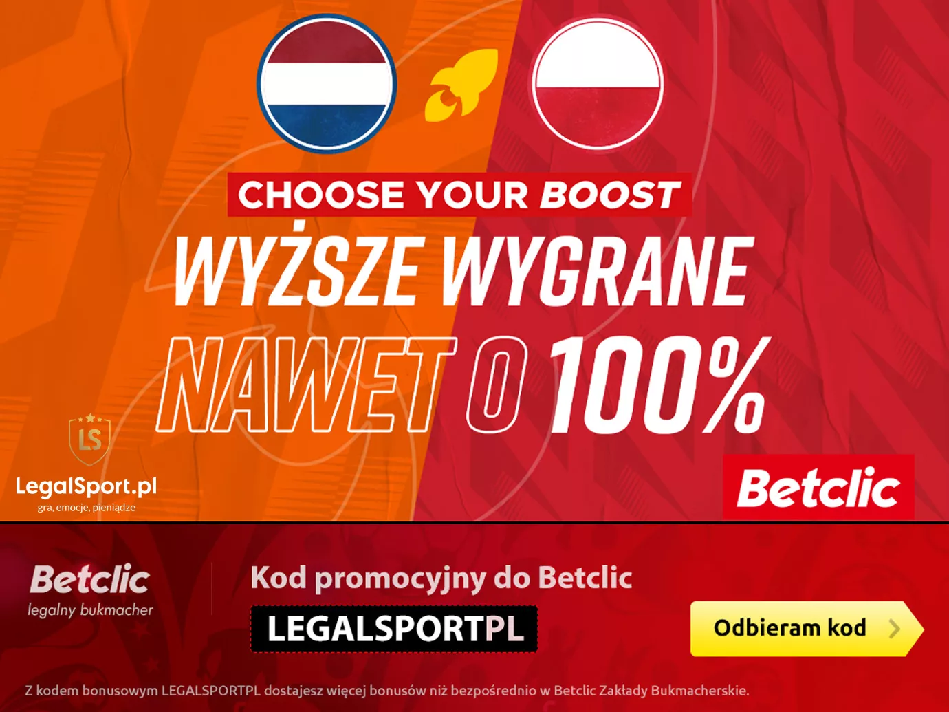 100% wyższe wygrane na Ligę Narodów w Betclic