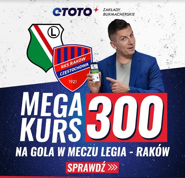 Boost 300.00 na Legia Warszawa - Raków Częstochowa (02.05.23)
