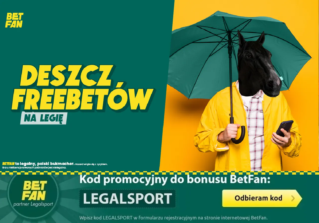 Deszcz freebetów na Legię od BETFAN