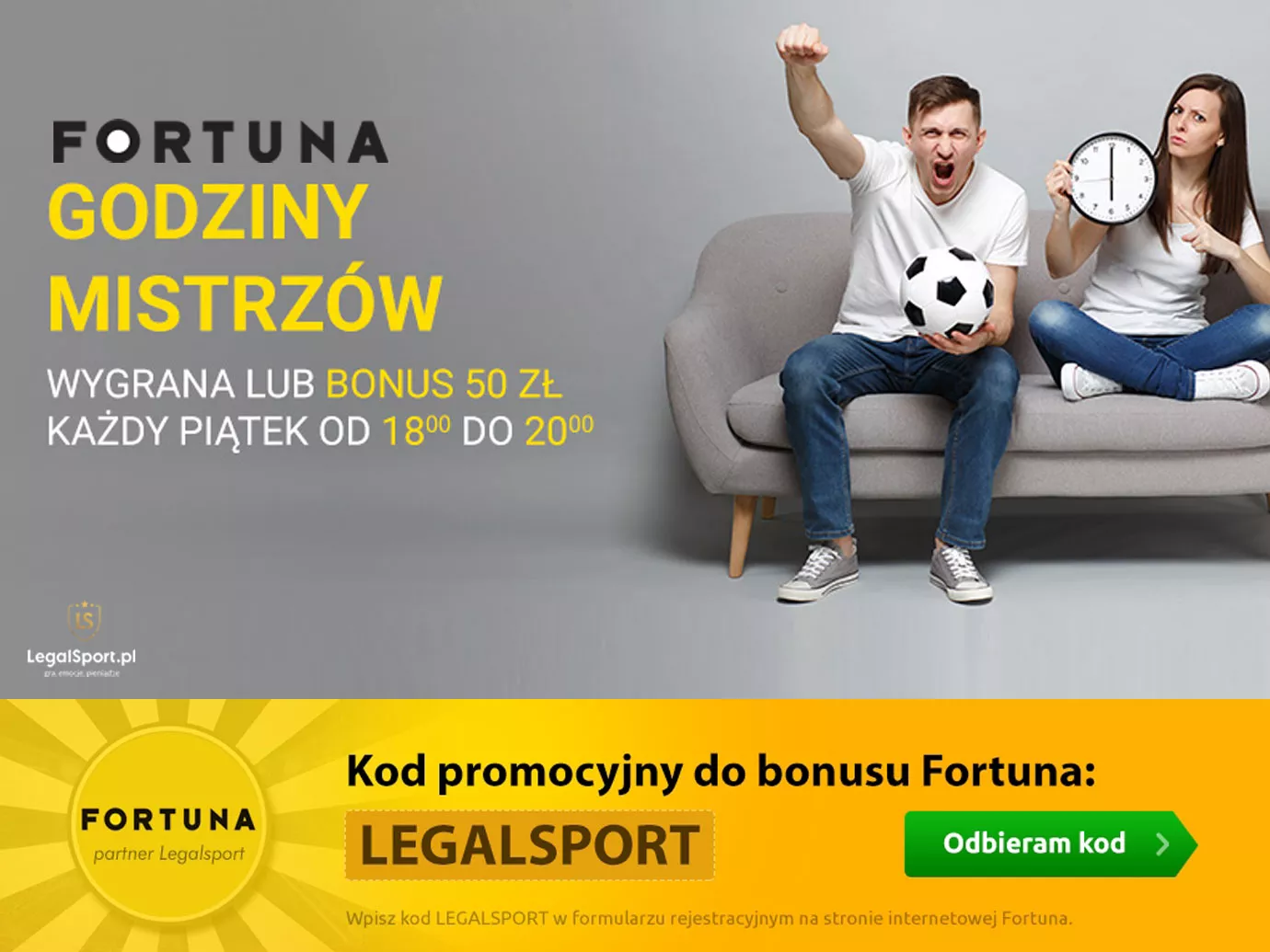 Fortuna godziny mistrzów - bonus 50 PLN za nietrafiony kupon