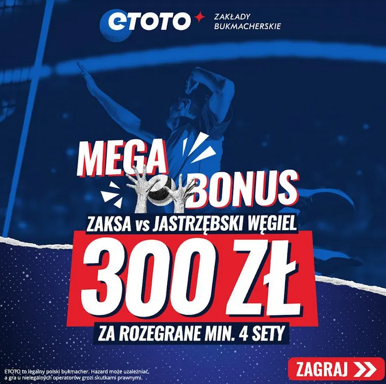 Mnożnik x 300.00 na Zaksa - Jastrzębski Węgiel (20.05.23)