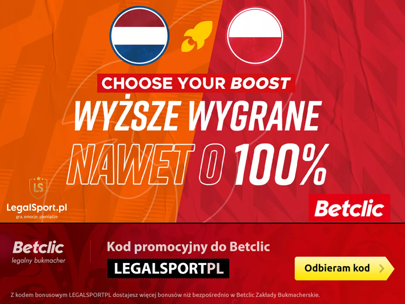 100% wyższe wygrane Holandia vs Polska w Lidze Narodów