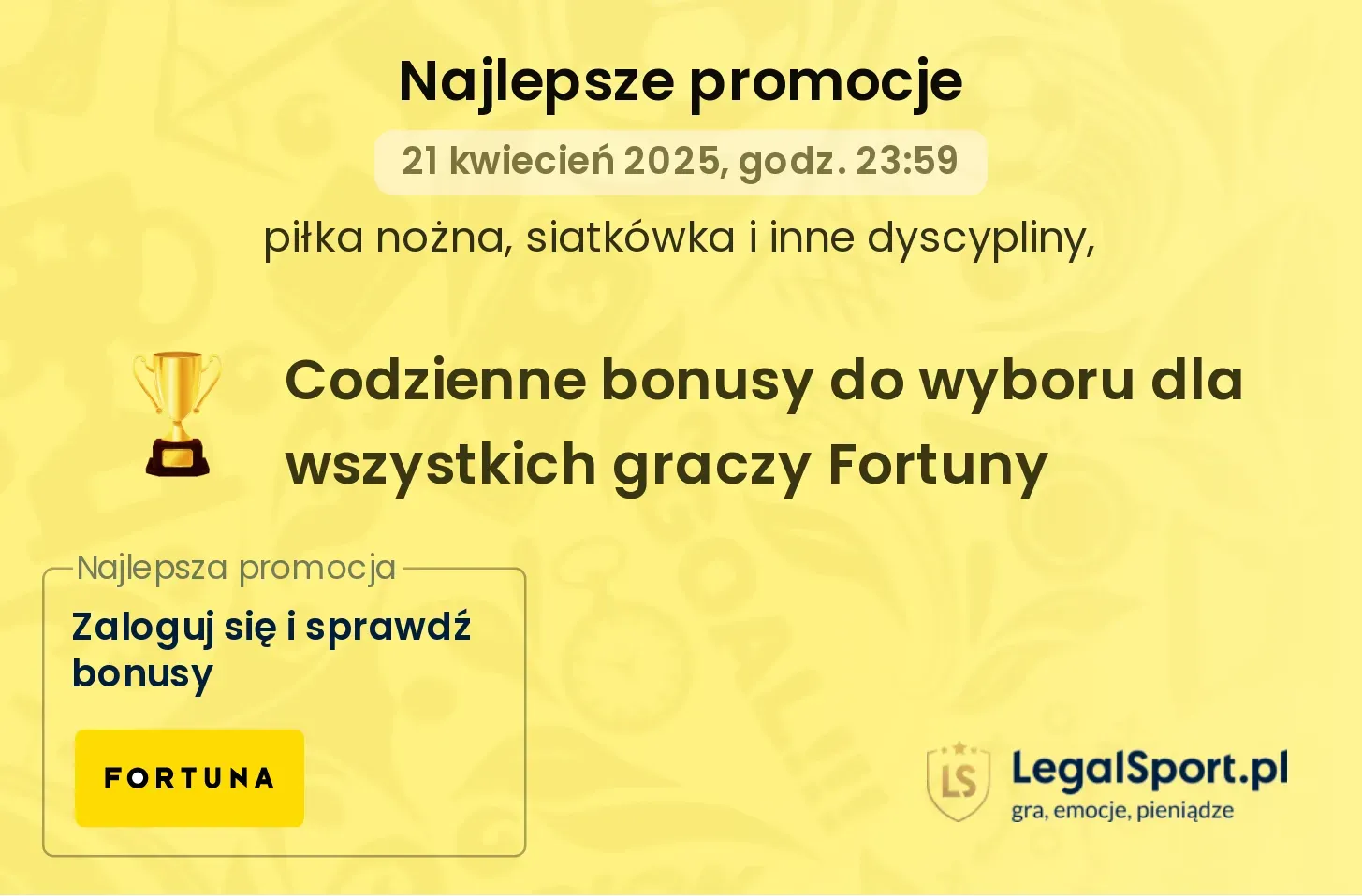 Dwa bonusy do wyboru w Fortunie każdego dnia! (01-21.04.2025)