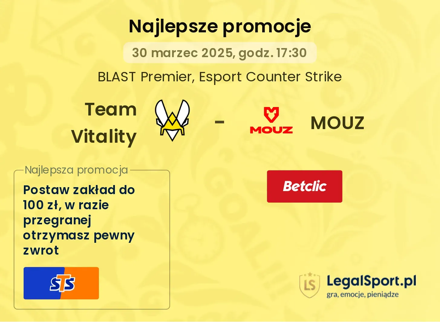 Team Vitality - MOUZ promocje u bukmacherów