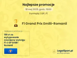 Okazja! 199 zł bonusu za 2 zł, jeśli wytypujesz w STS zwycięzcę wyścigu F1 o GP Emilii-Romanii 