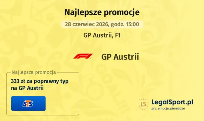 333 zł za poprawny typ na GP Austrii od STS