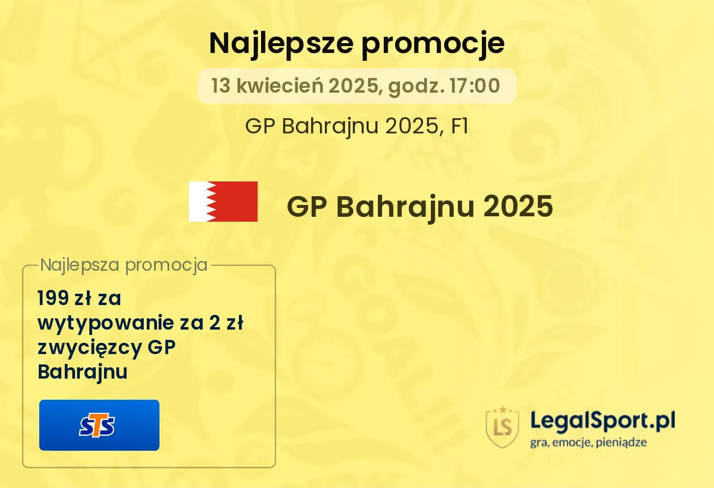 Postaw 2 zł i zgarnij 199 zł od STS za trafne wytypowanie zwycięzcy GP Bahrajnu