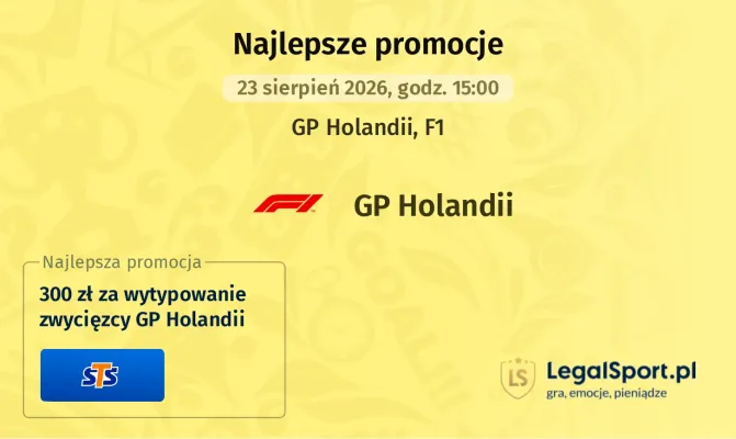 Promocja STS: 300 zł za wytypowanie zwycięzcy GP Holandii