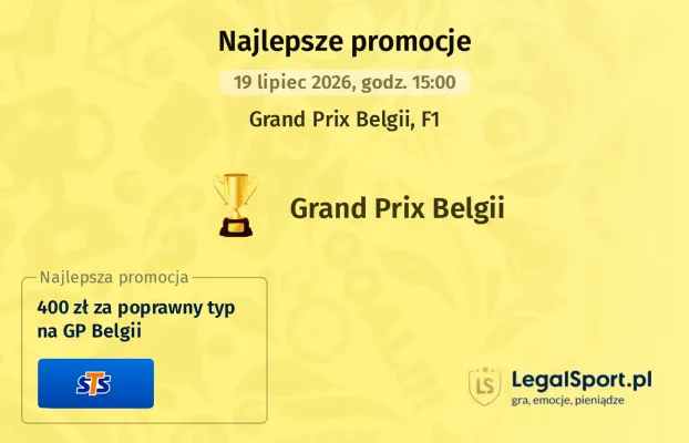 Promocja: 400 zł za poprawny typ na GP Belgii od STS