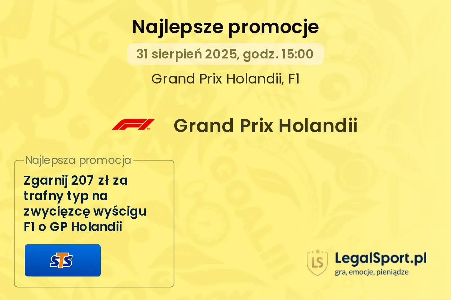F1 GP Holandii promocje bukmacherskie