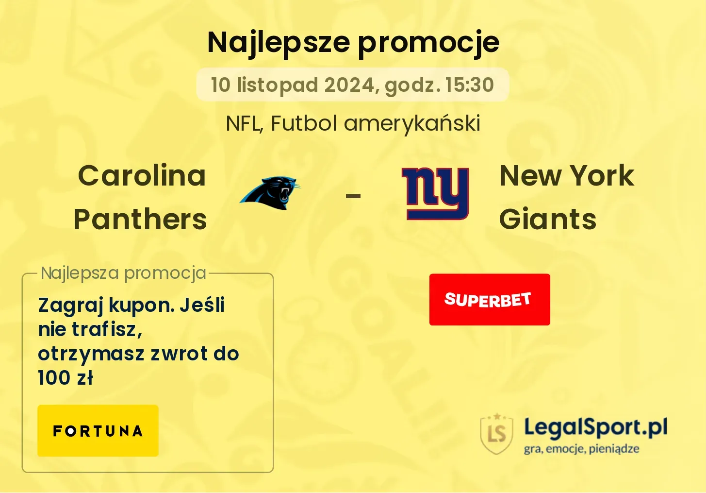 Carolina Panthers - New York Giants promocje bukmacherskie 10.11, 15:30