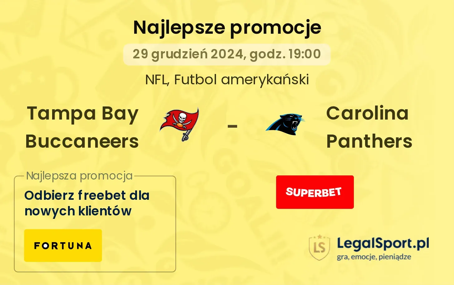 Tampa Bay Buccaneers -  Carolina Panthers promocje bukmacherskie