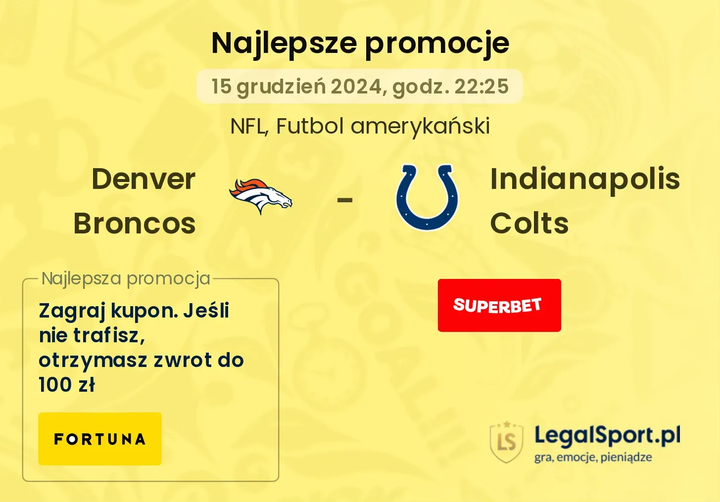 Denver Broncos - Indianapolis Colts promocje u bukmacherów