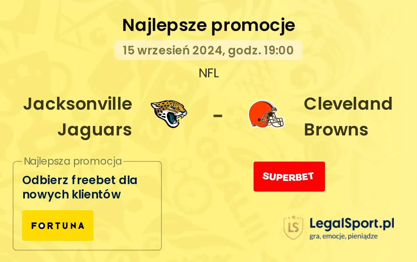 Jacksonville Jaguars -  Cleveland Browns promocje u bukmacherów 15.09, 19:00