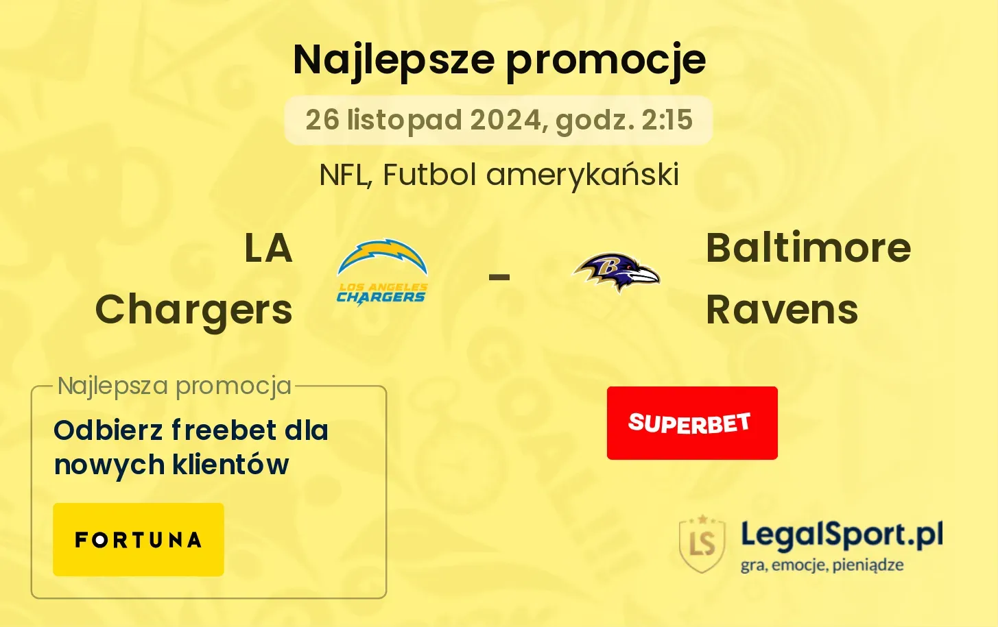 LA Chargers - Baltimore Ravens promocje bukmacherskie