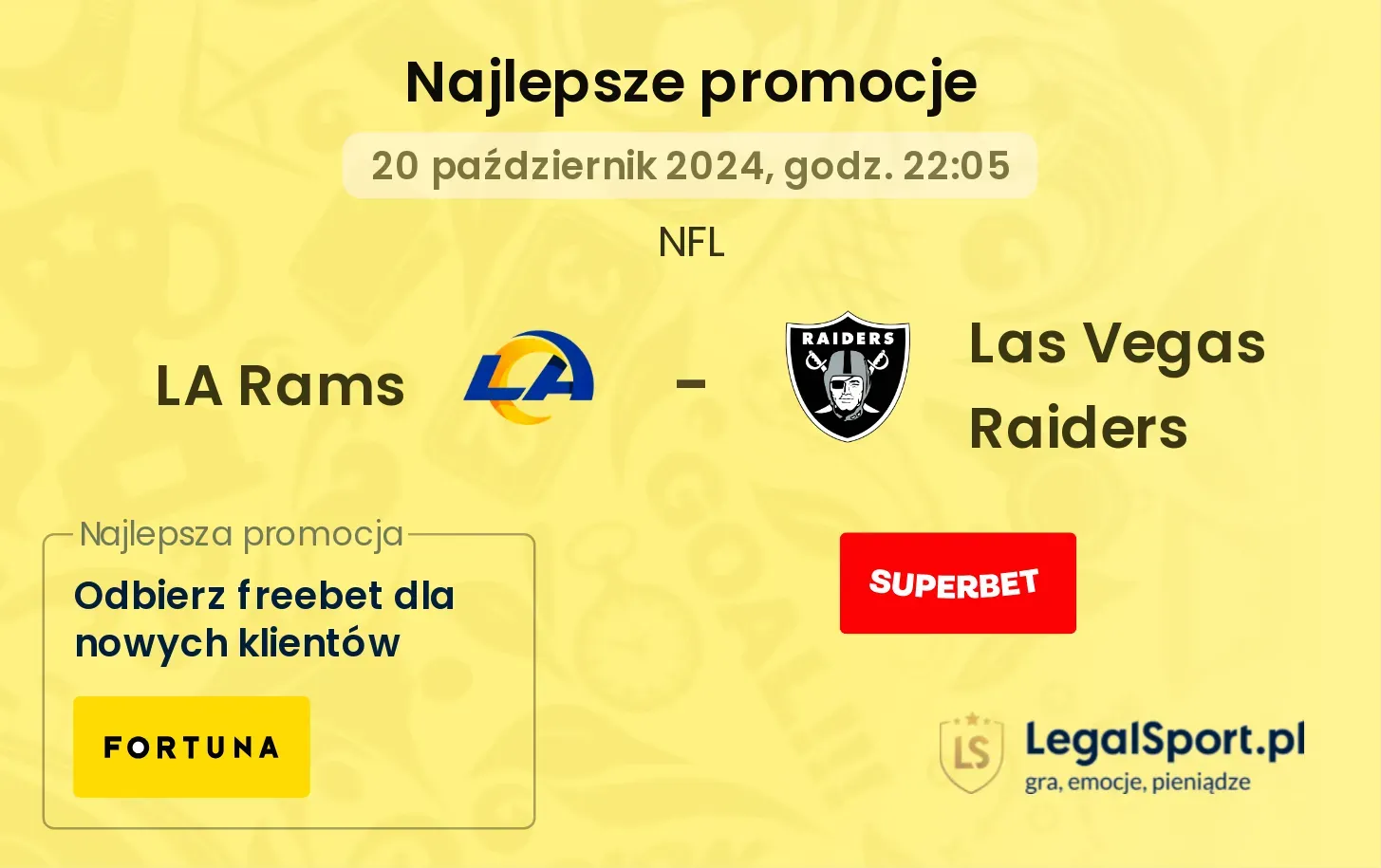 LA Rams - Las Vegas Raiders promocje bukmacherskie 20.10, 22:05