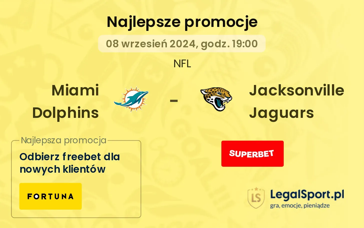 Miami Dolphins - Jacksonville Jaguars promocje bukmacherskie 08.09, 19:00