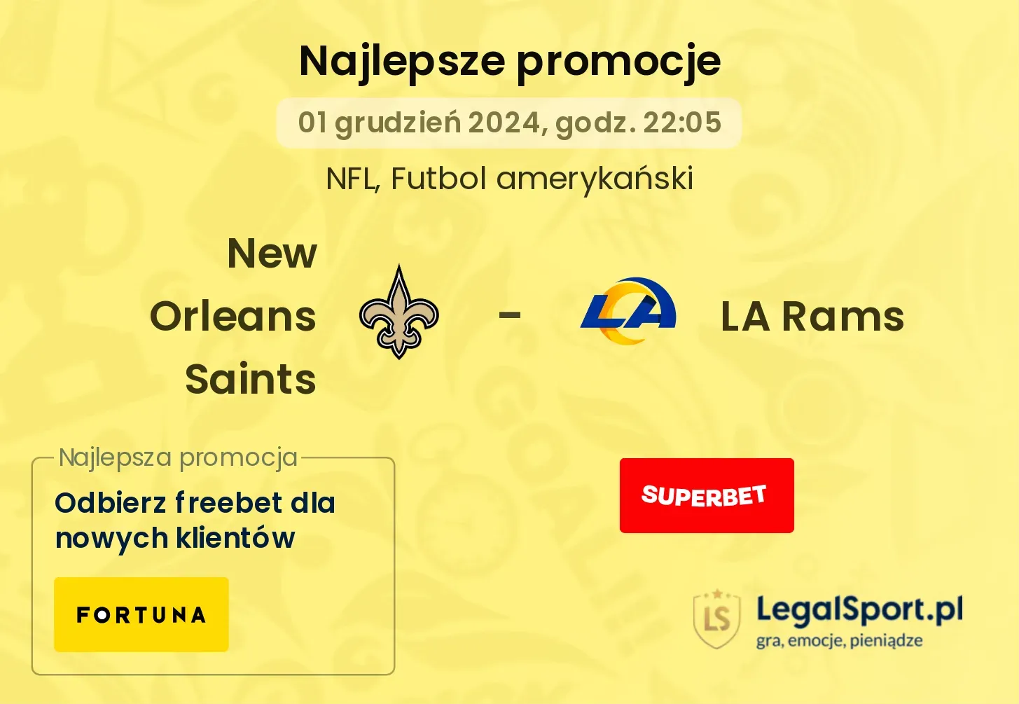 New Orleans Saints - LA Rams promocje bukmacherskie