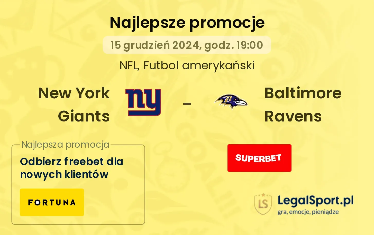 New York Giants - Baltimore Ravens promocje bukmacherskie