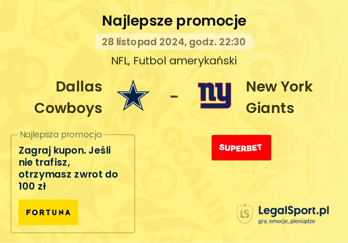 Dallas Cowboys - New York Giants promocje u bukmacherów