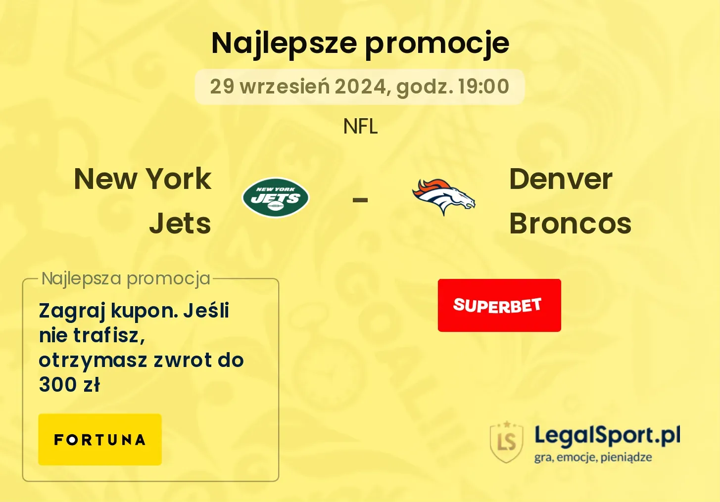 New York Jets - Denver Broncos promocje bukmacherskie 29.09, 19:00