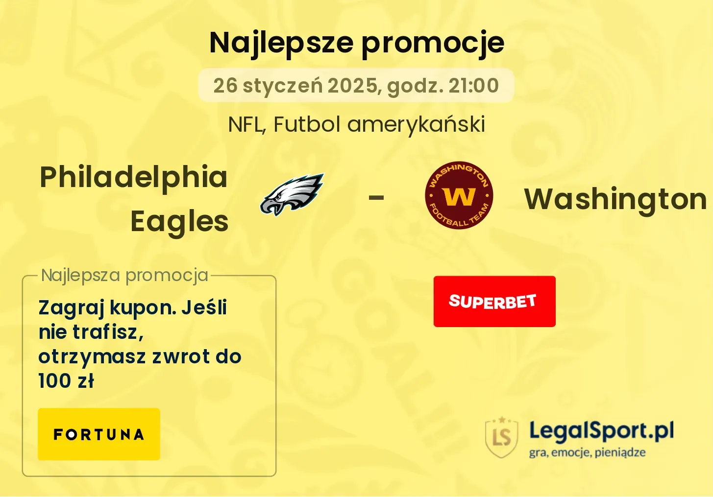 Philadelphia Eagles - Washington promocje bukmacherskie