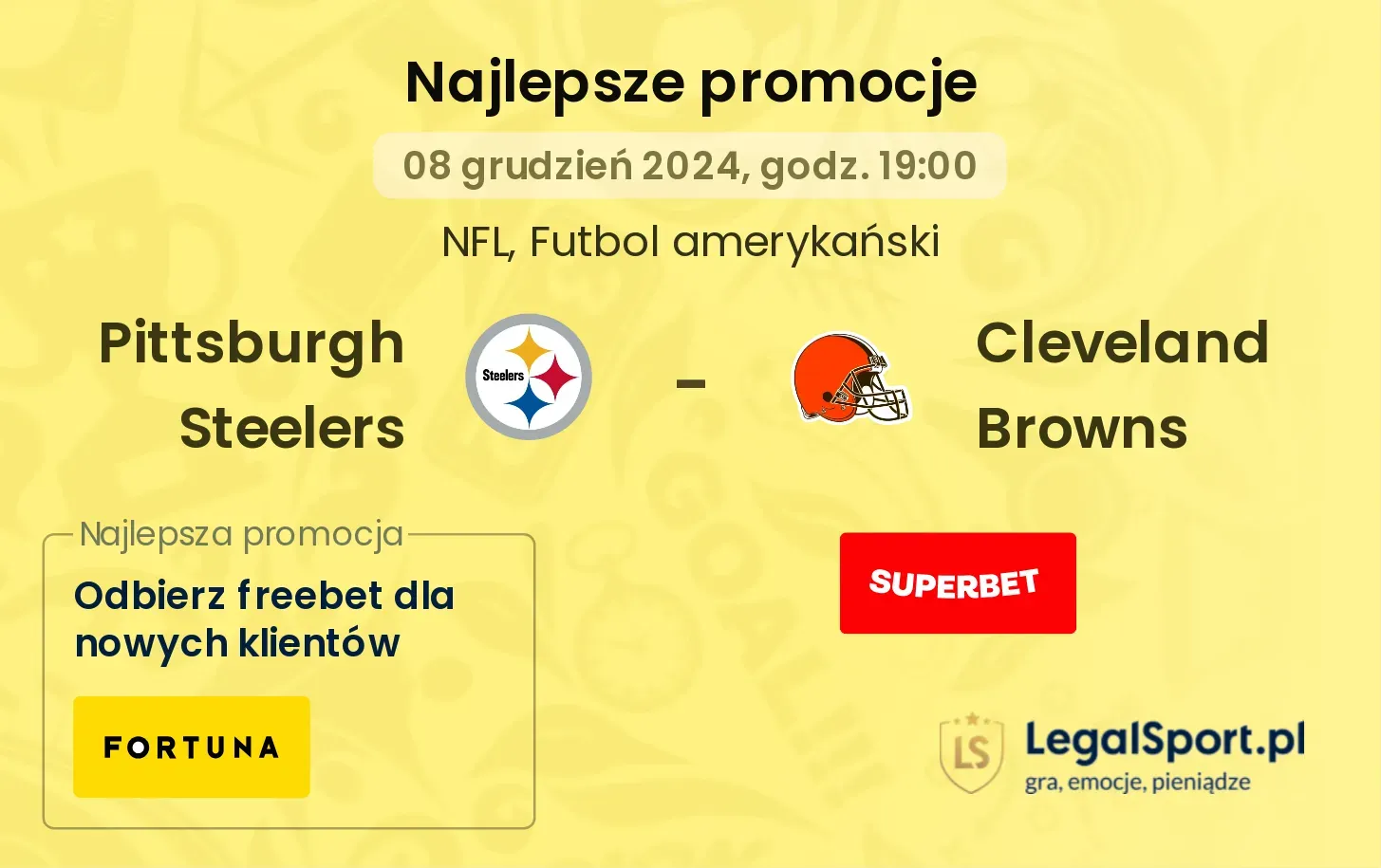  Pittsburgh Steelers -  Cleveland Browns promocje bukmacherskie