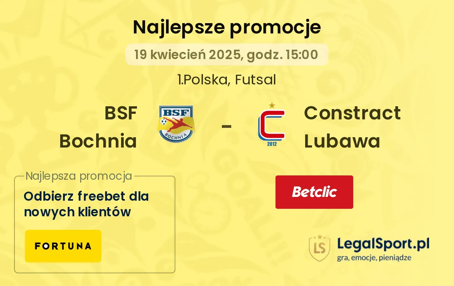 BSF Bochnia - Constract Lubawa promocje u bukmacherów