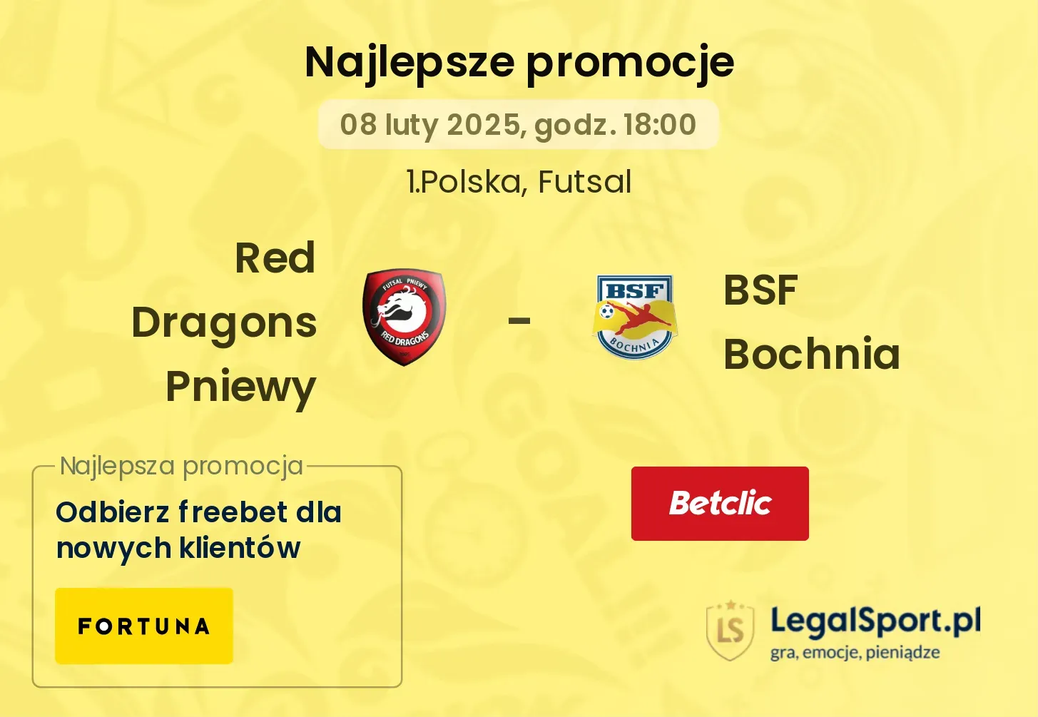 Red Dragons Pniewy - BSF Bochnia promocje bukmacherskie
