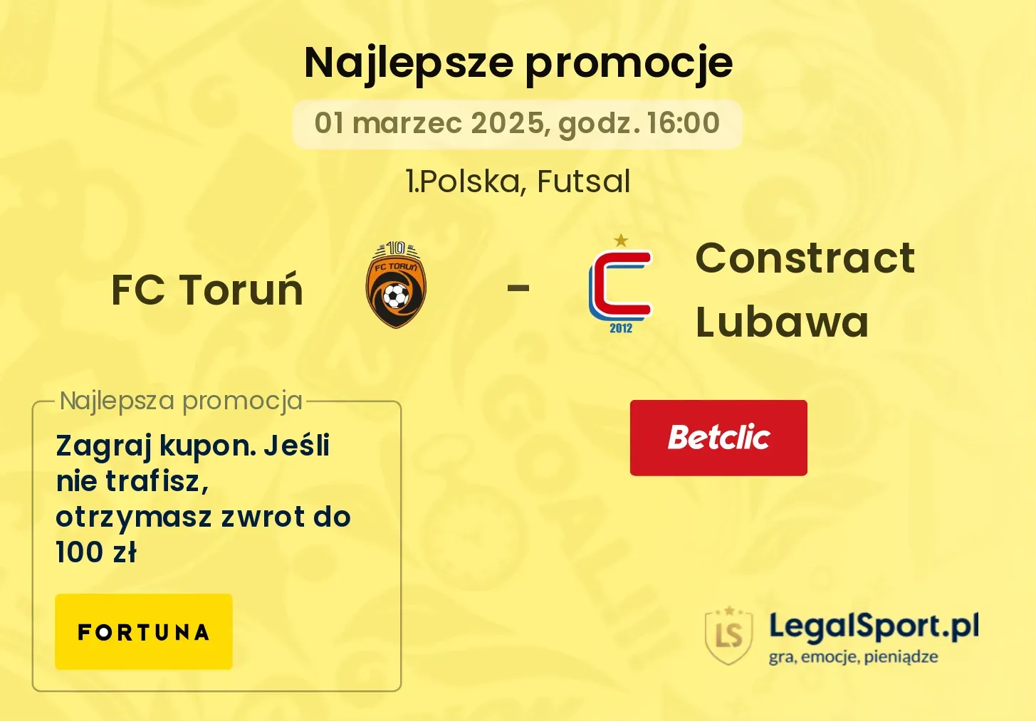 FC Toruń - Constract Lubawa promocje u bukmacherów