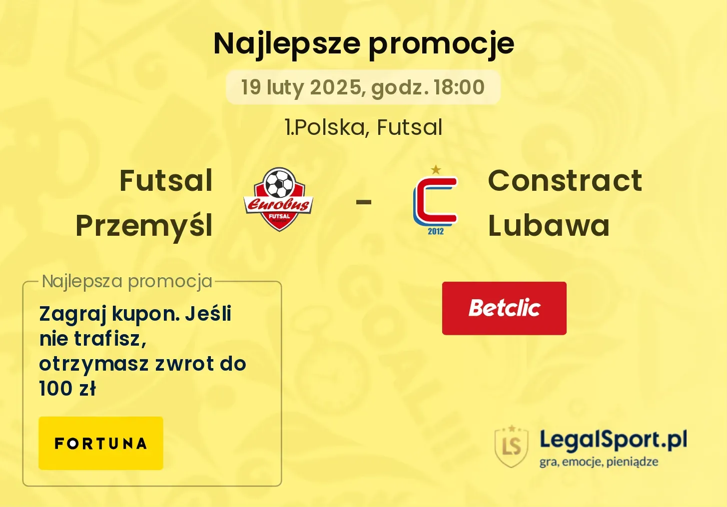 Futsal Przemyśl - Constract Lubawa promocje u bukmacherów