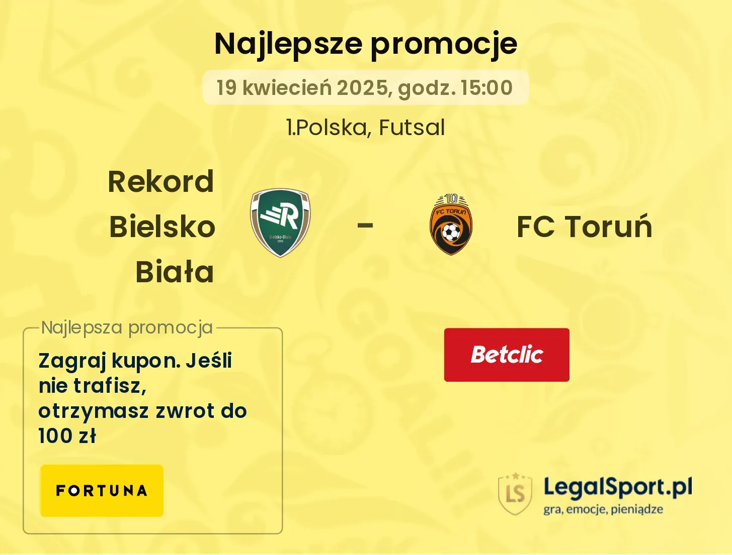 Rekord Bielsko Biała - FC Toruń promocje u bukmacherów