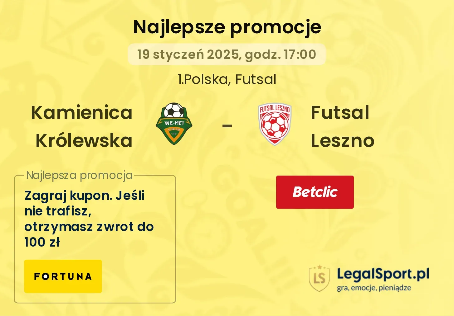 Kamienica Królewska - Futsal Leszno promocje bukmacherskie
