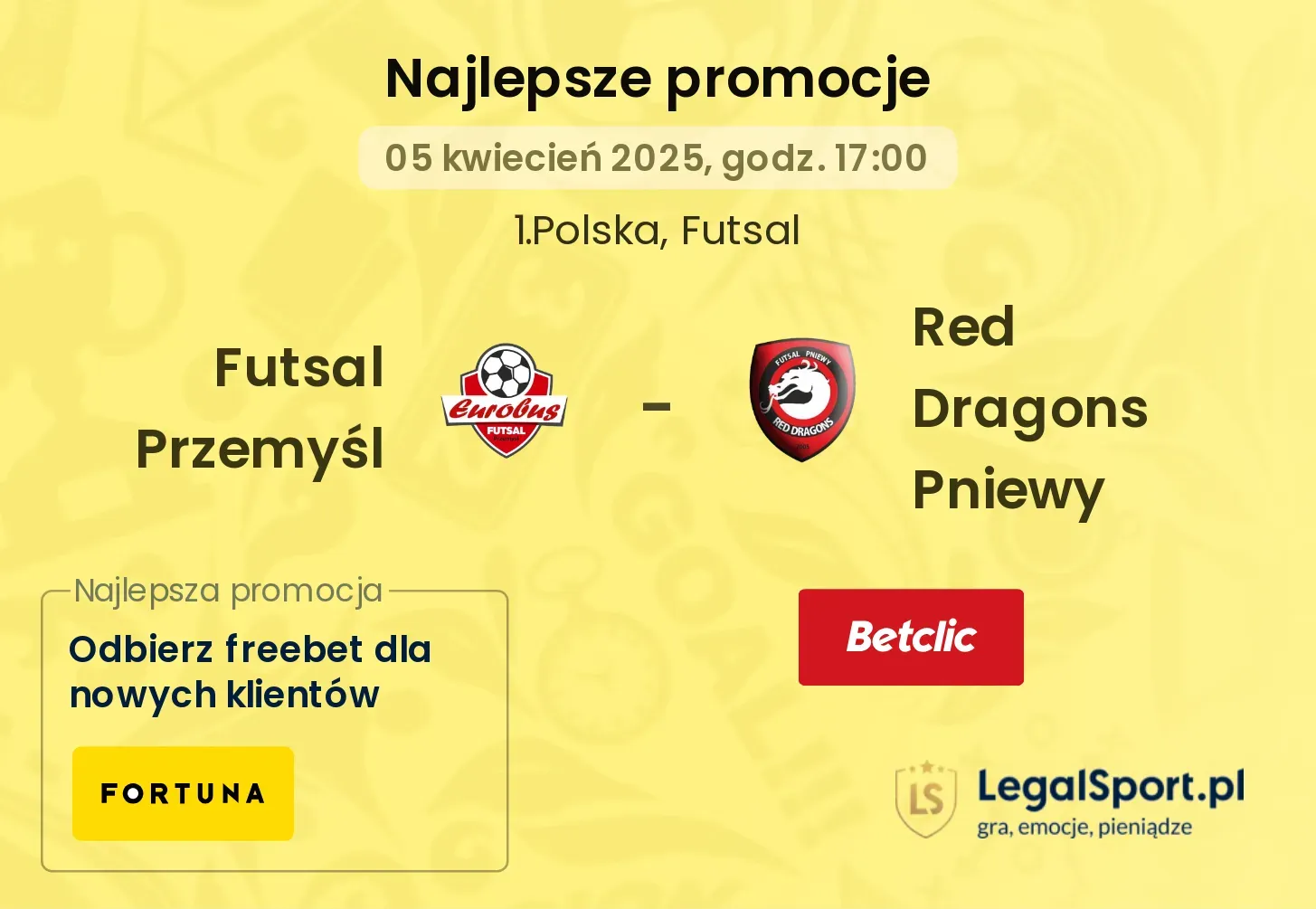 Futsal Przemyśl - Red Dragons Pniewy promocje u bukmacherów