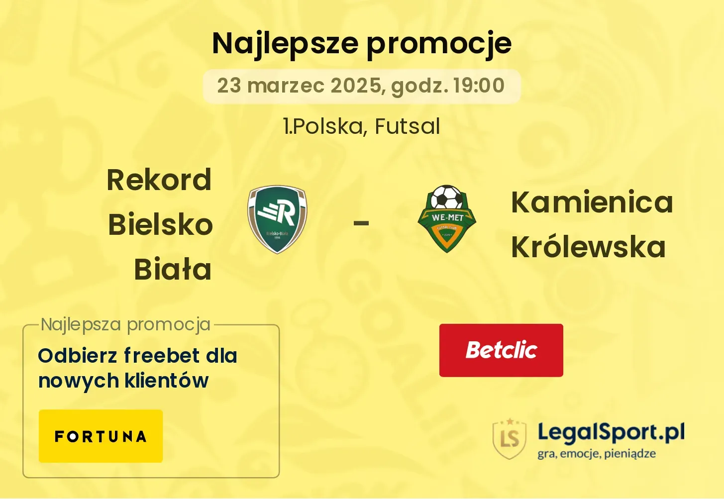 Rekord Bielsko Biała - Kamienica Królewska promocje u bukmacherów
