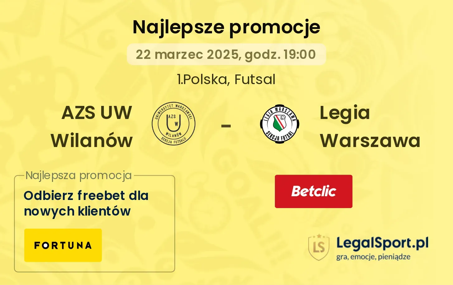 AZS UW Wilanów - Legia Warszawa promocje u bukmacherów