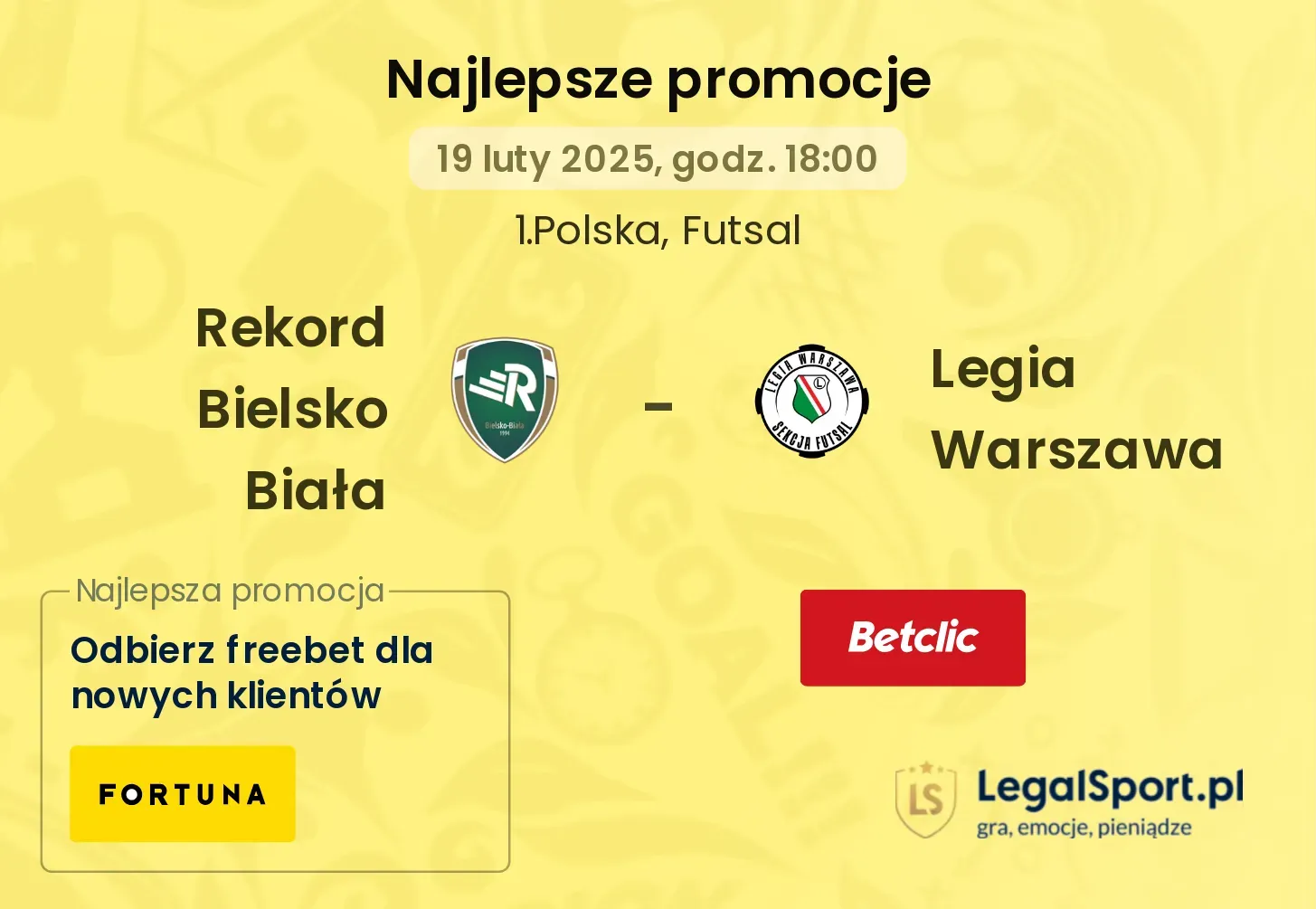 Rekord Bielsko Biała - Legia Warszawa promocje u bukmacherów