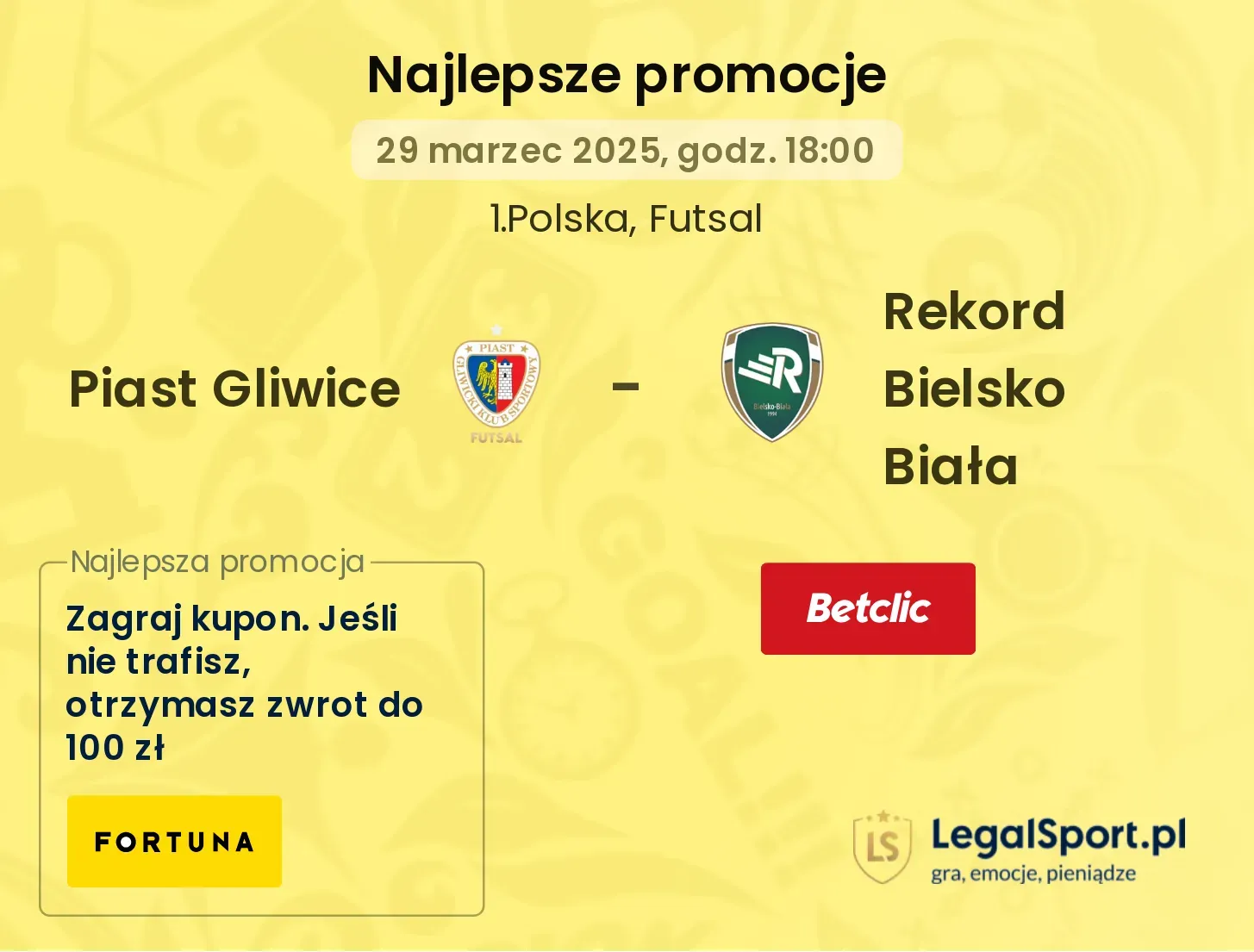 Piast Gliwice - Rekord Bielsko Biała promocje u bukmacherów