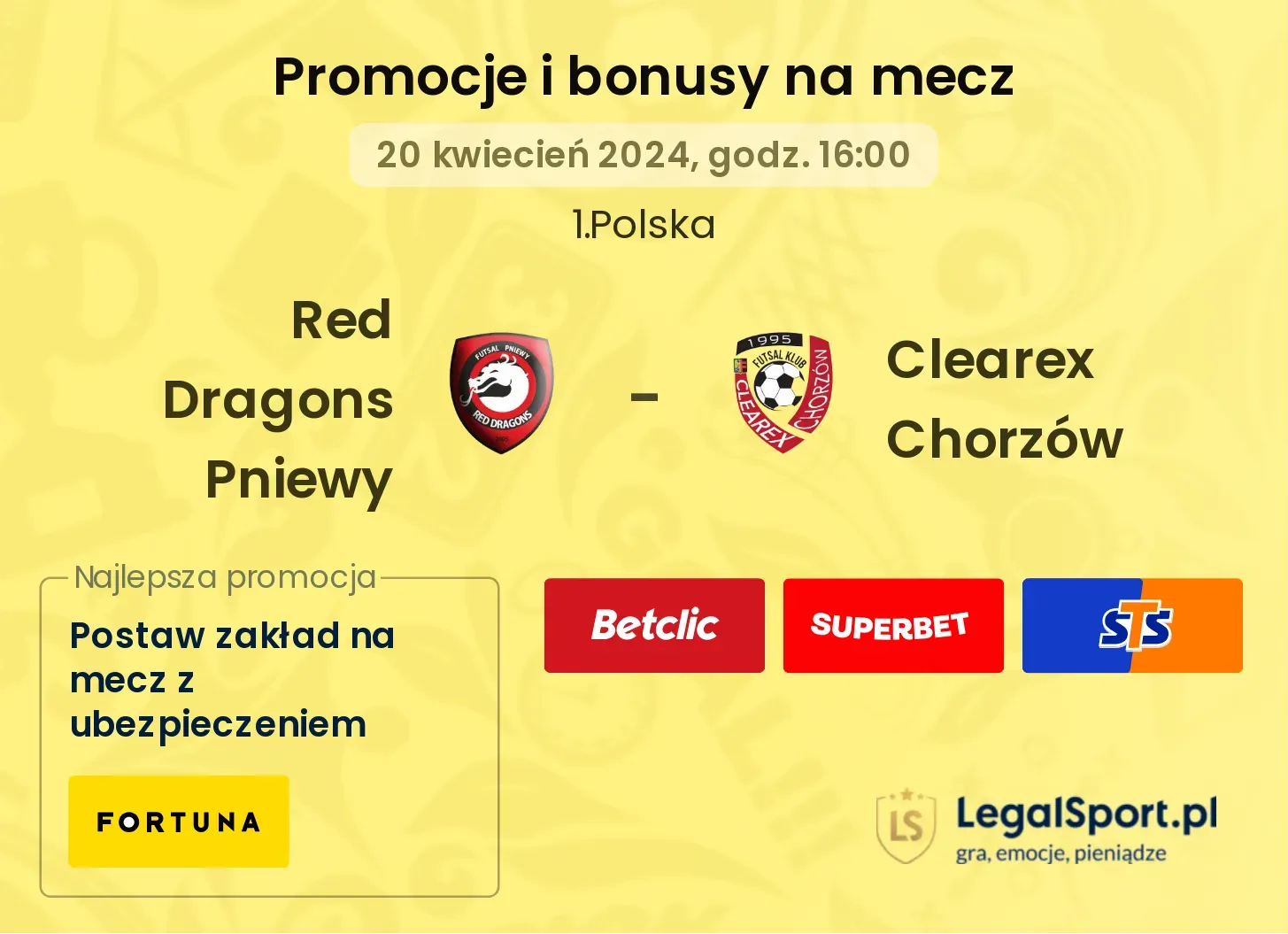 Red Dragons Pniewy - Clearex Chorzów promocje bonusy na mecz