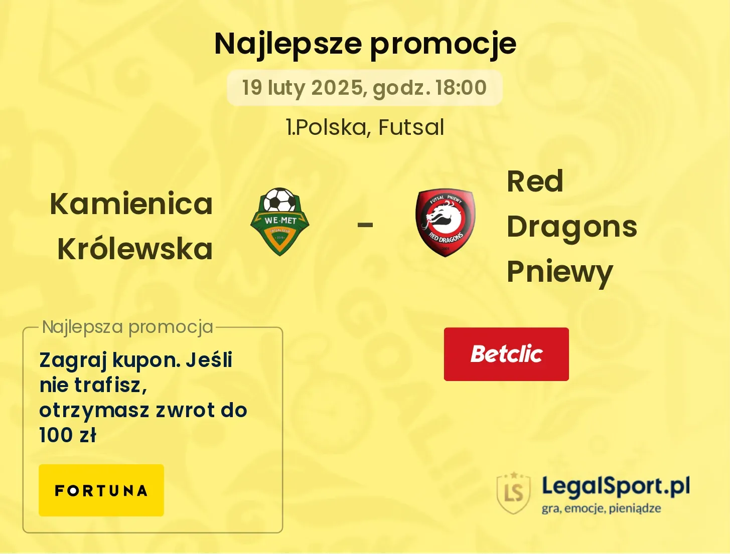 Kamienica Królewska - Red Dragons Pniewy promocje u bukmacherów